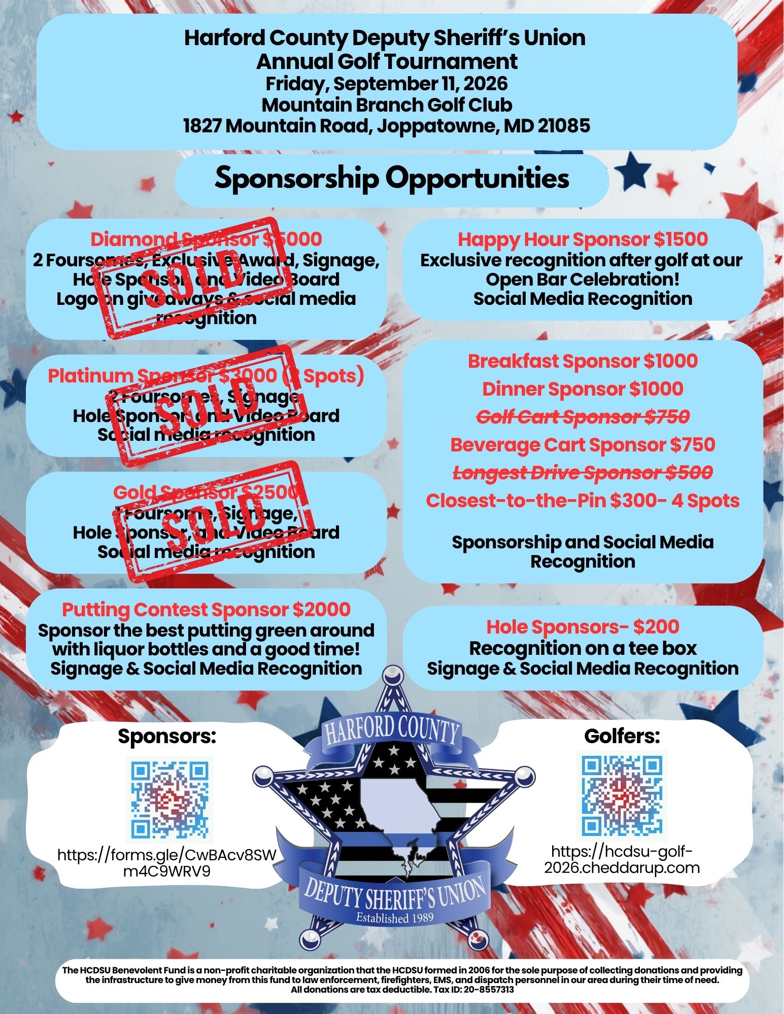 HCDSU Sponsorship Levels